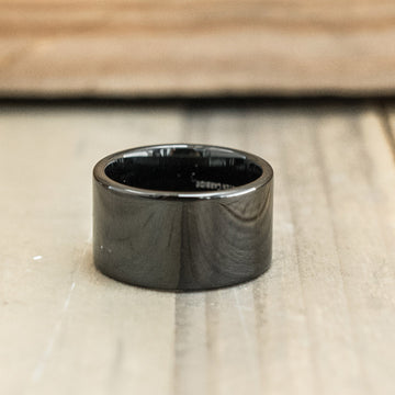 12mm Black Tungsten Carbide Flat Pipe Cut Ring