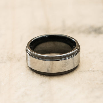 9mm Polished Tungsten & Ceramic Ring
