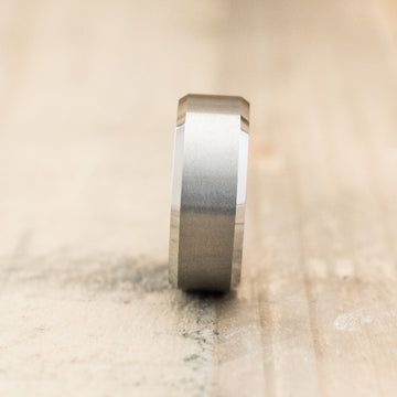 8mm Tungsten Carbide Satin Beveled Ring