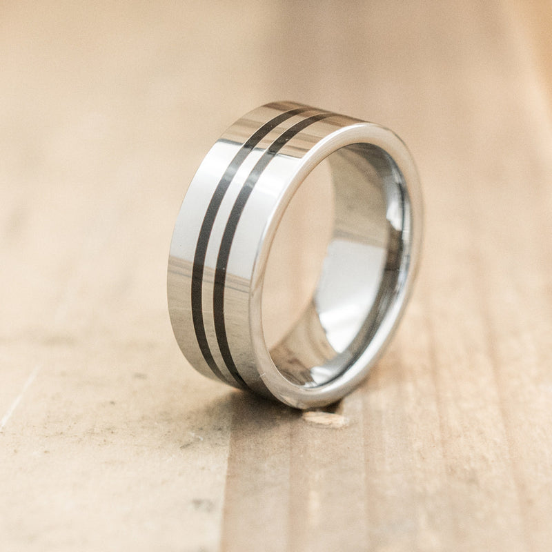 8mm Polished Tungsten Ring with Ceramic Inserts