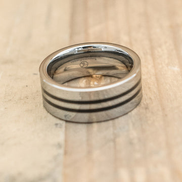 8mm Polished Tungsten Ring with Ceramic Inserts