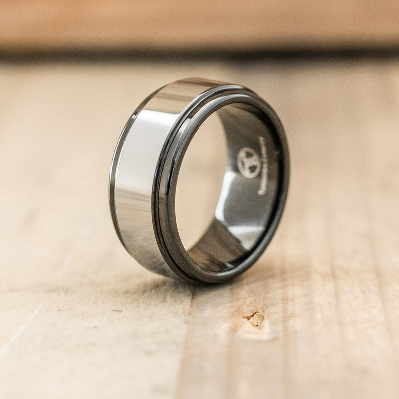 9mm Polished Tungsten & Ceramic Ring