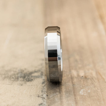 6mm Tungsten Carbide Beveled Ring with Rectangular Facets