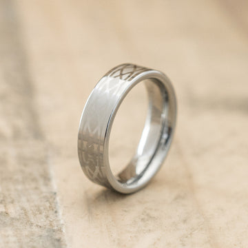 6mm Tungsten Carbide Band Laser Engraved with an Infinity Design