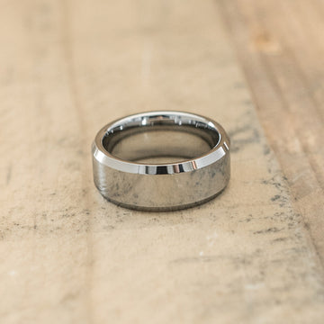 8mm Tungsten Carbide Beveled Ring