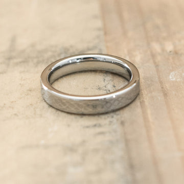 4mm Tungsten Carbide Band Laser Engraved with an Infinity Design
