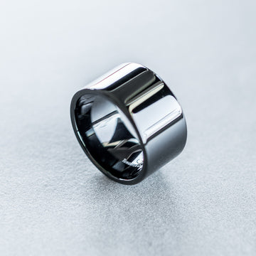 12mm Black Tungsten Carbide Flat Pipe Cut Ring