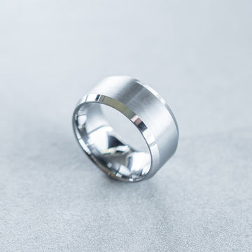 10mm Tungsten Carbide Satin Beveled Ring