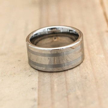 10mm Double Brushed Stripe Tungsten Carbide Ring